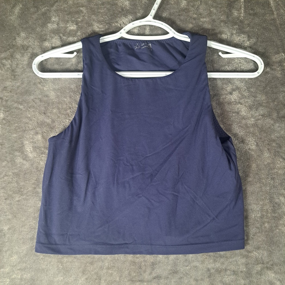 Offline by Aerie Real Me High Neck Tank Top Navy Blue Athletic Yoga Gym Sporty
